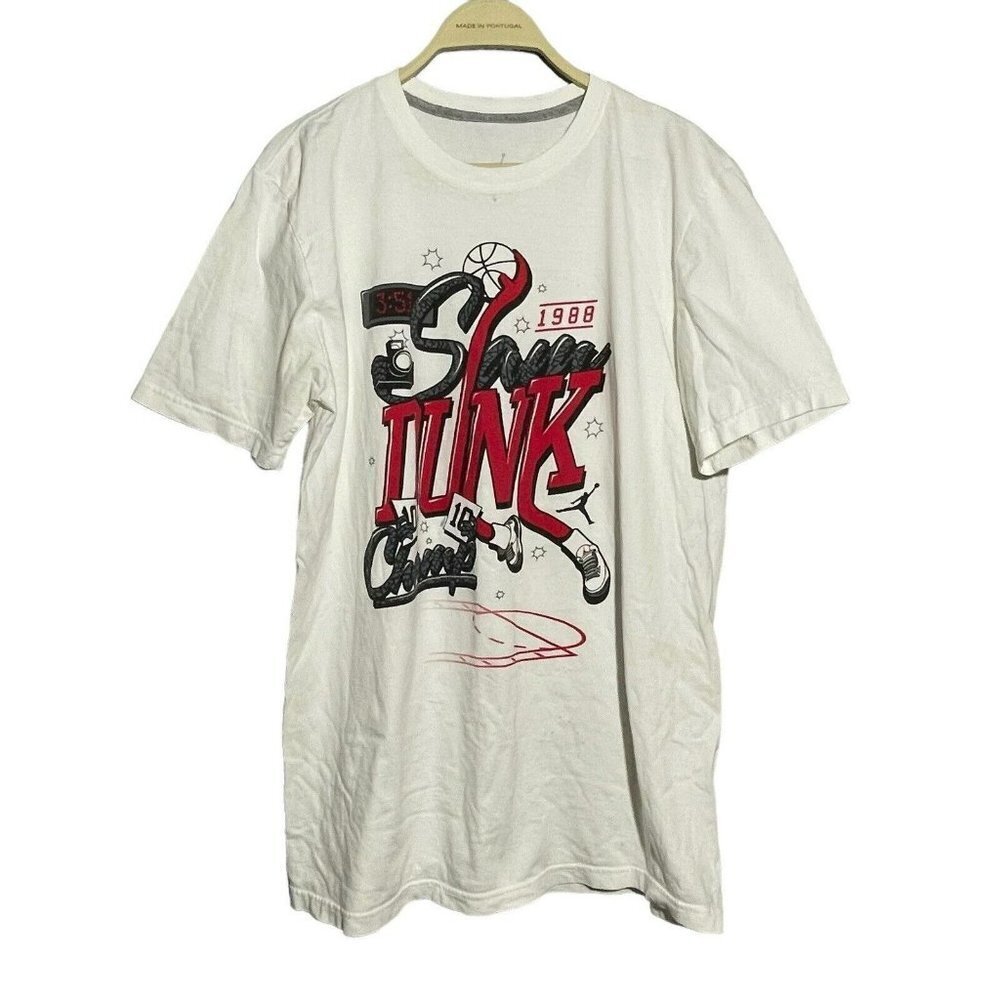 Nike Air Jordan Slam Dunk Champ 1988 Basketball TShirt Men Size L White Sports